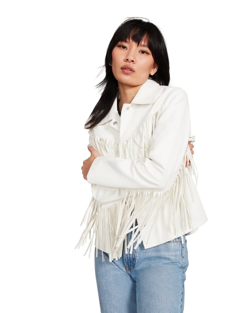 White Steve Madden Fringe Women's Jackets | PH 0973AMH